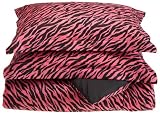 Divatex Microfiber Zebra Comforter Mini Sets, King, Hot Pink/Black
