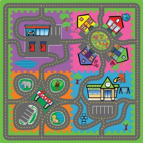 JKA Home J6CR2X2HD Race Track Mat with Boarder- 4pack