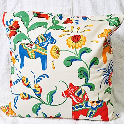 Green Red flower or Striped or Horse Pint Pattern 100% Cotton Canvas Square Throw Pillow Cover Cushion Case (18"x18"(45x45cm), Horse)