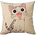 Cartoon Style Lovely Cat Chi's Sweet Home Happy Chi's Throw Pillow Case Decor Cushion Covers Square 1818 Inch Beige Cotton Blend Linen by Leaveland