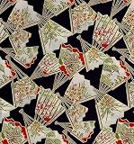 Yusenshi Paper- Fan Print on Black 31.5x21.5 inch sheet
