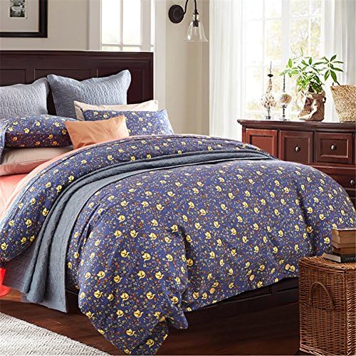 Ddwk Sai Weina Floral Style Bedding Set 100% Cotton Soft Duvet Cover Set Queen Size 4pcs