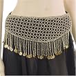 Bellydance Satin Coin Belt with beaded fringe for belly dancing - available in 3 color combinations