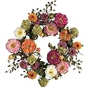New Nearly Natural 24" Mixed Peony Wreath Elegant Realistic Look Feel Attractive Wonderful Pretty