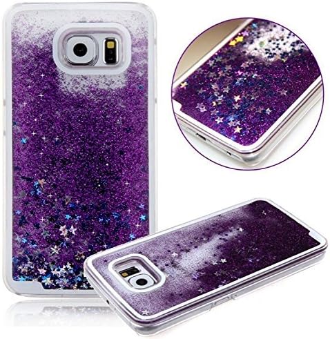Samsung Galaxy S7 Edge Funny Case, Eyamumo® 3D Creative Design Flowing Liquid Shiny Bling Sparkle Stars Glitter Star Transparent Quicksand Hard Case Cover for Samsung Galaxy S7 Edge (Purple)