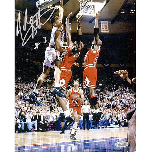 John Starks New York Knicks The Dunk with Cartwright 8x10 Autographed Photograph