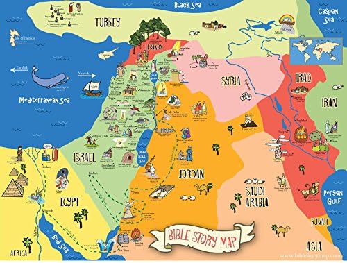Bible Story Map, Wall Decal Sticker (18" x 24")
