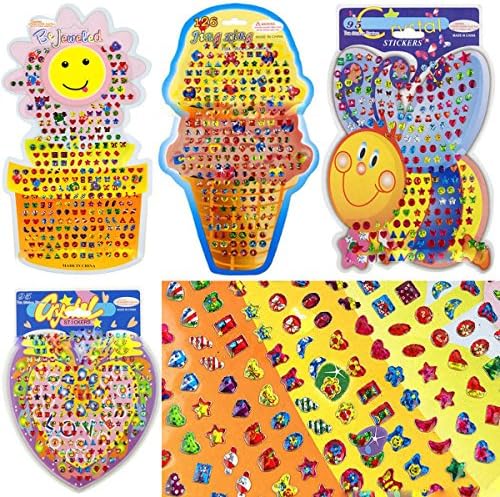 Pro1rise® Girls Boys 4 Cards Over 375 Pairs Stick On Jewel Earrings, Decorate Cards/Sticker Jewels/Party Favor/Reward Stickers