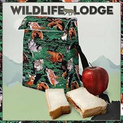 Wolf Bear Deer Lunch Cooler Bag Insulated Wolf Lodge NO Lead Lead-Free safe Lunchbox