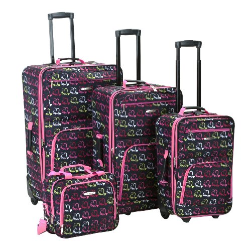 Rockland Luggage 4 Piece Luggage Set, Heart, One Size
