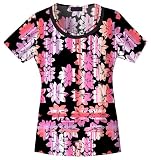 Baby Phat Scoop Neck Print Scrub Tops-Assorted