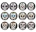 LilMents 6 Pairs Sugar Skull Black Pattern Mens Womens Stainless Steel Stud Earrings Set (Set A)