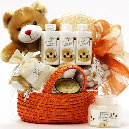 Honey Bear Spa Bath and Body Gift Set - A Great Gift Basket For Her! by Candle and Bath Set