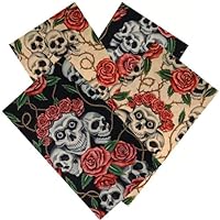 Bones and Roses Tattoo Print Dinner Napkins