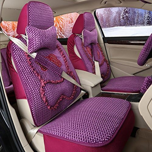 Ms. female cartoon car seat warm flocking cute bow seat cover , purple
