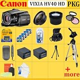 Canon Vixia Hv40 High Definition Camcorder + Huge Accessories Package Including Wide Angle Macro Lens + 2x Telephoto + 3 Pc Filter Kit + 2x Extended Life Batteries + 5 Minidv Tapes + Minidv Head Cleaner + Carrying Case + Tripod & Much More !!