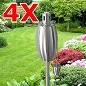 4x Edelstahl Gartenfackeln 120cm