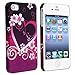 Snap-on Rubber Coated Case compatible with Apple iPhone 4 / 4S, Dark Purple Heart with Flower Rear