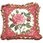 123 Creations C230.18x18 inch Rose with Pink Border Needlepoint Pillow - 100 Percent Wool