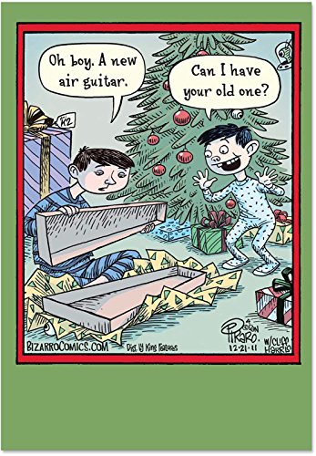 NobleWorks ''New Air Guitar'' Funny Merry Christmas Greeting Card, 5'' x 7'' (1859)