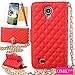 Galaxy S4 Case,OMIU(TM)Luxury Fashion Camellia Pendant Rhombus Handbag Metal Chain Style Superior Soft PU Leather Grid Purse Wallet Case Cover For Samsung Galaxy S4 i9500(Red),Sent Screen Protector+Stylus+Cleaning Cloth