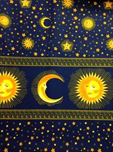 1 Yd. - Sun Moon & Stars "Celestial Celebration" Gold on Navy Blue (Great for Quilting, Sewing, Quilt Backing, Throw Pillows, Table Cloths, Table Runners & More) 1 Yard X 60 Inches Wide