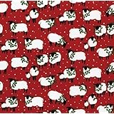 Caspari Festive Flock Continuous Gift Wrapping Paper Roll, 8-Feet, Red