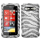 Rhinestones Protector Case for HTC 7 Trophy, Zebra Stripes Full Diamond
