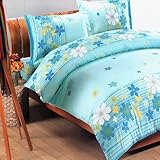 Blancho Bedding - [Turquoise Flowers] 100% Cotton 4PC Duvet Cover Set (King ....