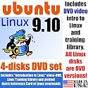 Ubuntu 9.10, 4-disks DVD Set, Includes "Introduction to Linux" video-DVD, Linux Training Library and printed Quick Reference Card of Linux commands, Contains both 32-bit and 64-bit versions