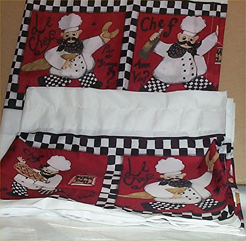 Chef Curtains Cafe Bistro Waiter Valance 60x36 Country Kitchen