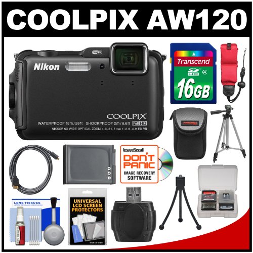 Best Buy Nikon Coolpix Aw120 Shock Waterproof Wi Fi Gps Digital Camera Black With 16gb Card Case Battery Tripod Float Strap Kit Best Price Tuktukngaobahey
