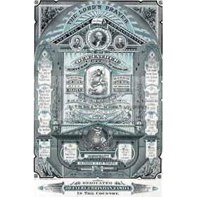 1882 Ten Commandments & the Original Lords Prayer with Images of George Washington & Abraham Lincoln [12 x 18 Print]
