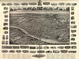 Aero view of New-Brunswick, New Jersey, 1910., large historic panoramic map reprint 47x36