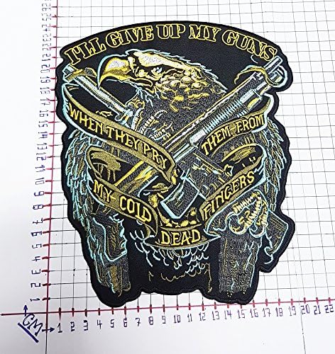 Big Jumbo Give up My GUN Eagle Hawk Bald Biker Rider Punk Rock Patch Logo Sew Iron on Embroidered Appliques Badge Sign Costume