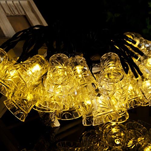BESTECHNO Solar Christmas Lights 24.6ft 7.5m 40 LED Solar Light String Bell Solar Fairy String Lights for Outdoor, Gardens, Homes, Wedding, Christmas Party, Waterpro
