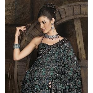 Georgette Party Cocktail Embroidered Fashion Sari Saree