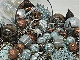 125-Piece Club Pack of Shatterproof Chocolate, Mocha & Blue Christmas Ornaments