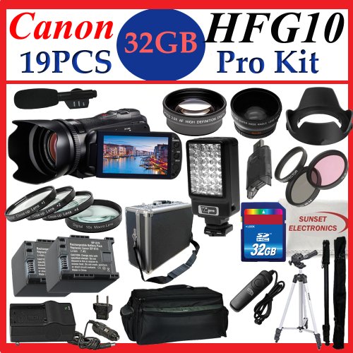 Canon VIXIA HF G10 Full HD Camcorder with HD CMOS Pro and 32GB Internal Flash Memory with SSE 32GB Pro Kit includes 2 Batteries, charger, case, 2 lenses and much more