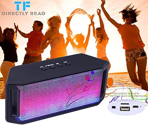 Bluetooth Speakers Mini Portable Wireless Speaker With Colorful LED Light Subwoofer Music Player Speaker with Build in Microphone Support Hands-free Function USB TF Card (Black)