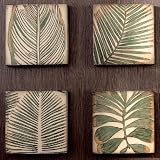 Kokoware Wall Art 12-Inch By 12-Inch Wood Palm Leaf, Set of 4