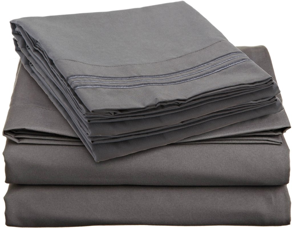 Clara Clark Premier 1800 Series 4pc Bed Sheet Set KING Size Grey New
