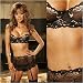 Underwire Bra and Garter Skirt Set in Plus Sizes 40 42 44 Black/Gold