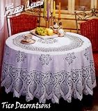 Crochet Style Vinyl Tablecloth WHITE 63ROUND CLASSY ELEGANT