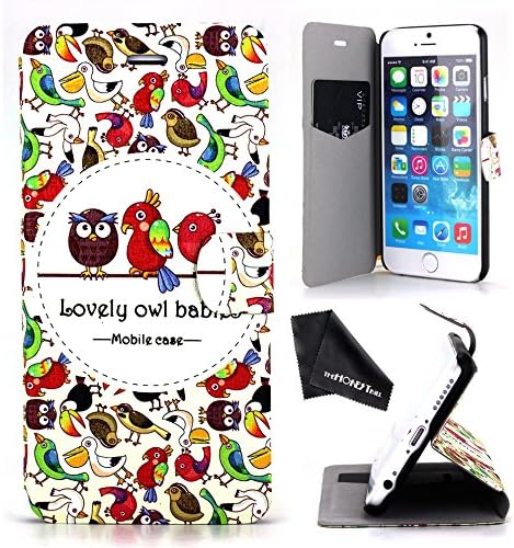 TheHonestBill iPhone 6 (4.7) (2014) PU Leather Stand Case Cover With Credit Card Slots + Cleaning Cloth [in Retail Packaging] (Birds)