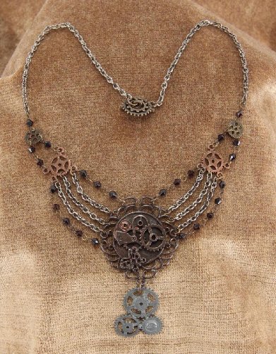 Steampunk Antique Multi Gear Chain Costume Necklace Mix Adult