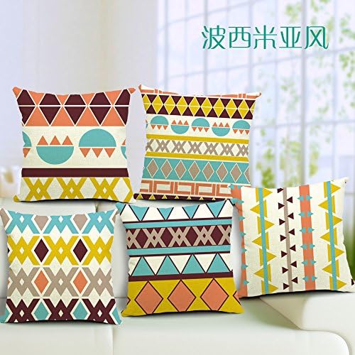 TFS Cotton Linen Leaning Cushion Covers Square 17.7"*17.7" Throw Pillow Case,Bohemian style 004