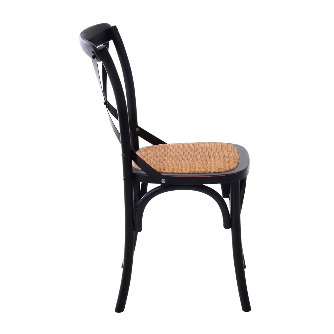 VintageStyle X Back Elm Wood Dining Chair Set of 2 (Black)