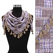 Checker Block Design Triangle Scarf with Tassle - Colors Available