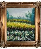 Art Reproduction Oil Painting - Other Great Artists: Sensota Flowers with Renaissance Bronze Frame - Bronze Finish - 30 X 34 - Hand Painted Framed Canvas Art